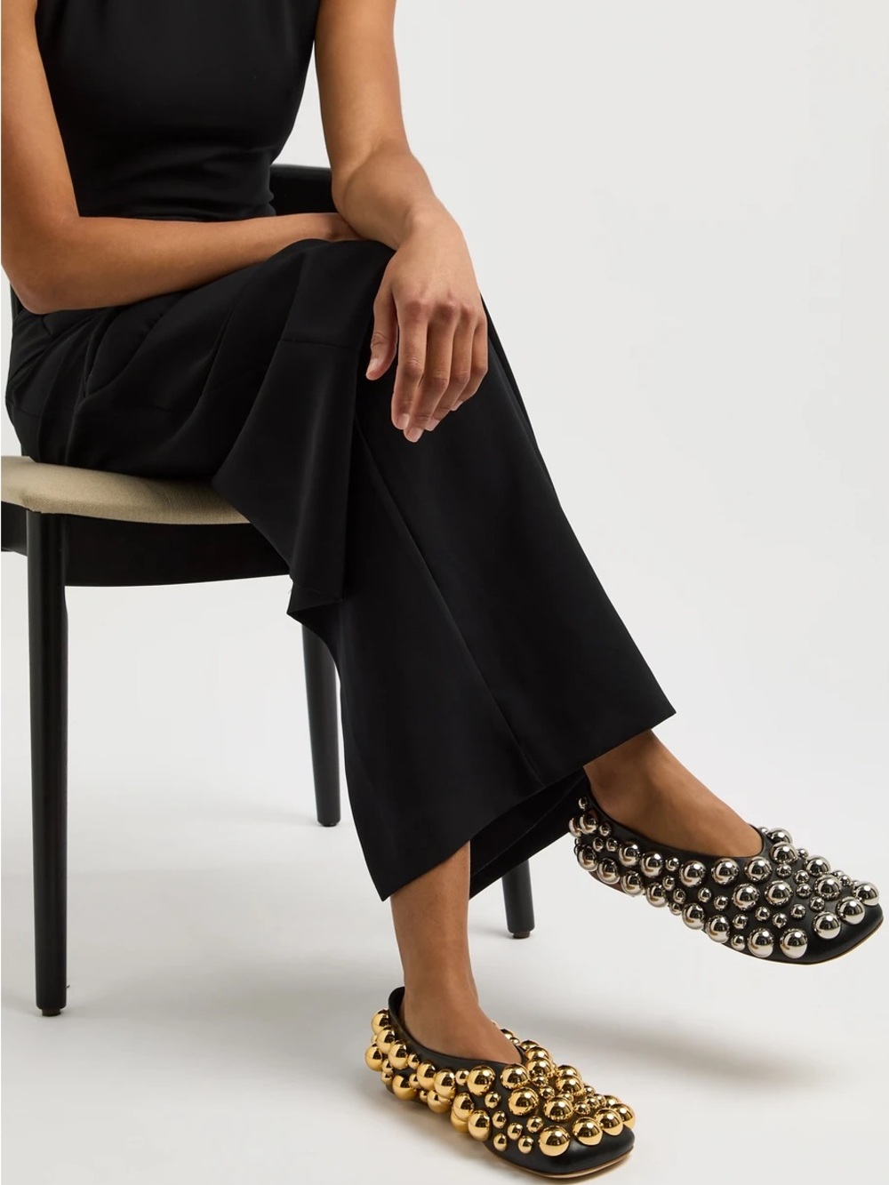Awake Mode Dora Mismatched Embellished Ballet Flats - Silver and Gold